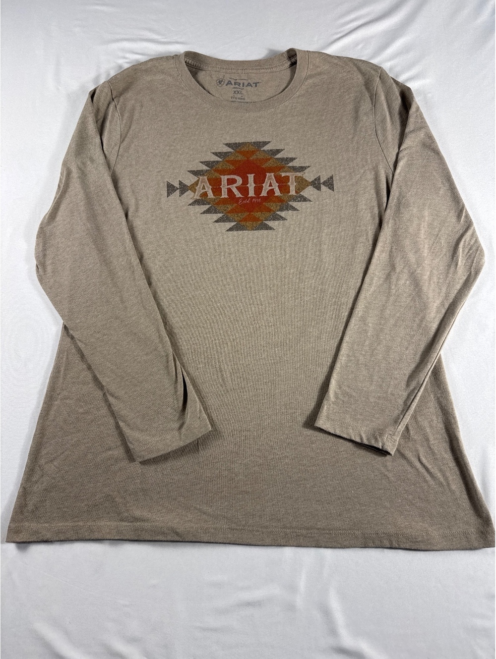 Ariat Long Sleeve Shirt XXL Beige Cotton-Polyester Blend